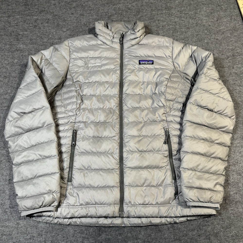 Patagonia Women's Size Small Quilted Puffer Zip Gray Goose Down Sweater Jacket